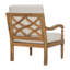  Fauteuil club d'extérieur en bois d'acacia avec coussins imperméables, siège de patio à dossier en treillis, naturel et beige