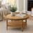 31.3" Round Boho Coffee Table With Storage Shelf