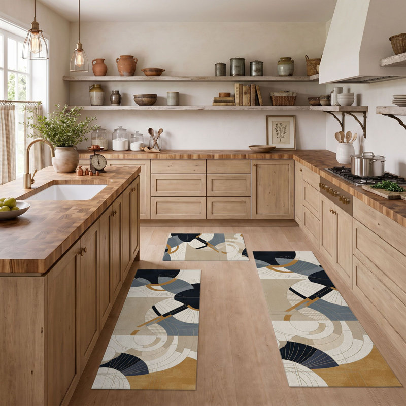 Tapis de cuisine géométriques abstraits et lavables antidérapants