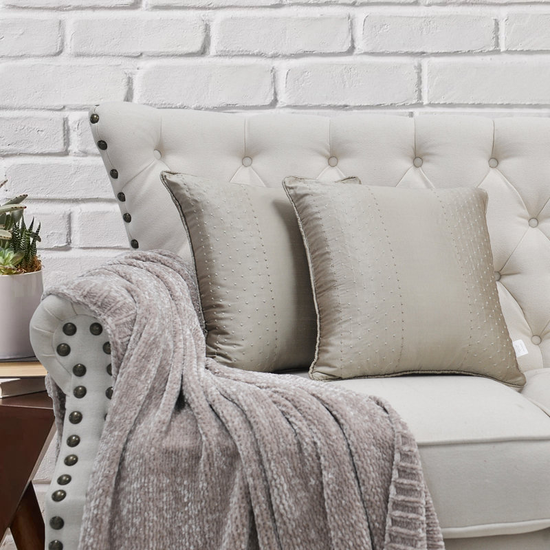Square Cushion Cover, Pewter Stone