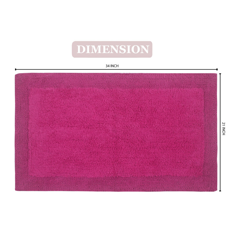 Tapis de bain réversible de couleur unie BRUSS, Rose millennial, L 21 po x L 34 po