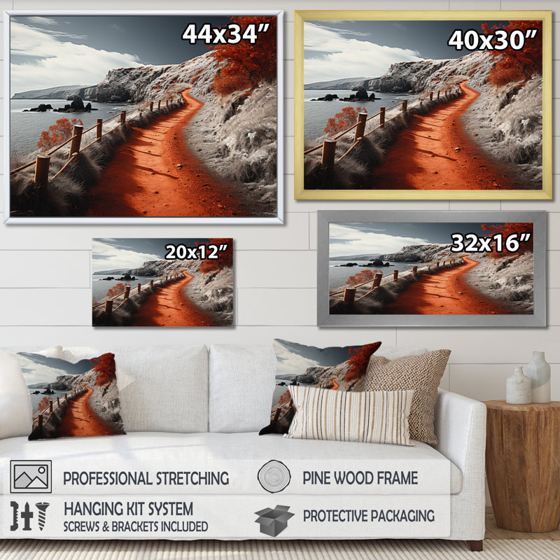 Coastal Path II, reproduction d'art sur toile, H 24 po x l 32 po x P 1 po, Toile tendue