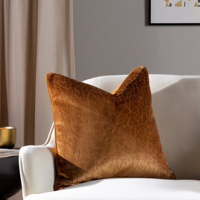 Malans Geometric Orange Square Throw Cushion