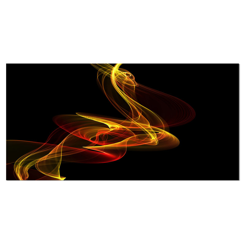 " Red Yellow Twisted Waves Fractal ", 16" H x 32" W