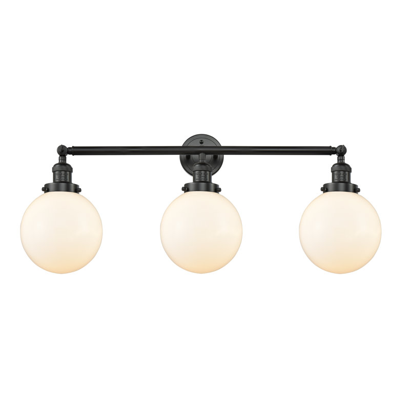 Clementina 3 - Light Dimmable LED Vanity Light, Antique Brass, Matte White, 60 Watt Vintage Incandescent Bulb
