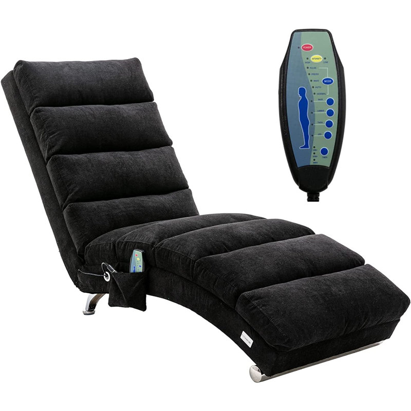 Fauteuil de massage inclinable électrique, Mélange de polyester noir
