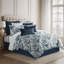 Ensemble d'édredon en coton ivoire / bleu marine Provence-60308536
