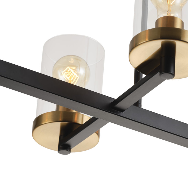 Lustre réglable à intensité variable 8 lumières E26 de 60 W à finition noire Schmelling