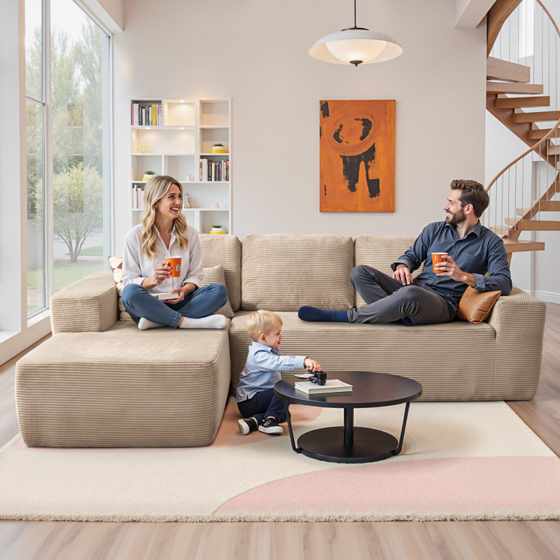 Boneless 106" Cloud Upholstered Sectional Couch With L-shape Chaise Modern Modular Sofa For Living Room Bedroom
