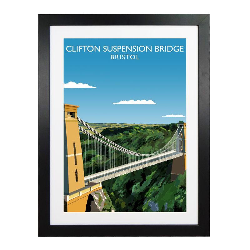 Clifton Suspension Bridge by Richard O'Neil - Print, 43.5 cm H x 33.5 cm W x 2.2 cm D, Black Wood Frame