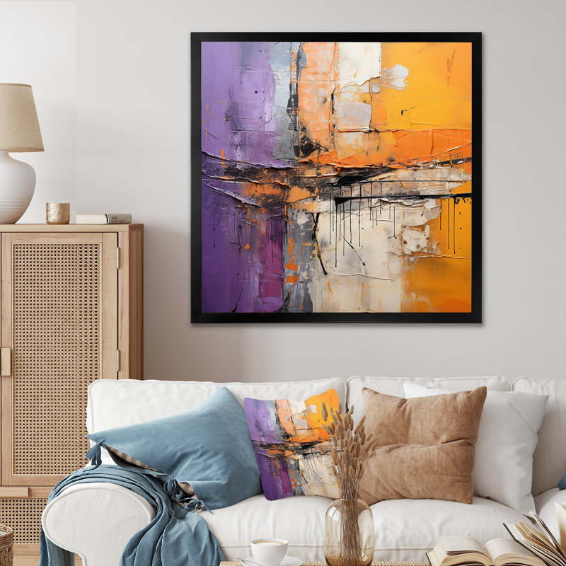 Collage Impressions IV sur toile, 24" H x 24" W, Cadre photo noir
