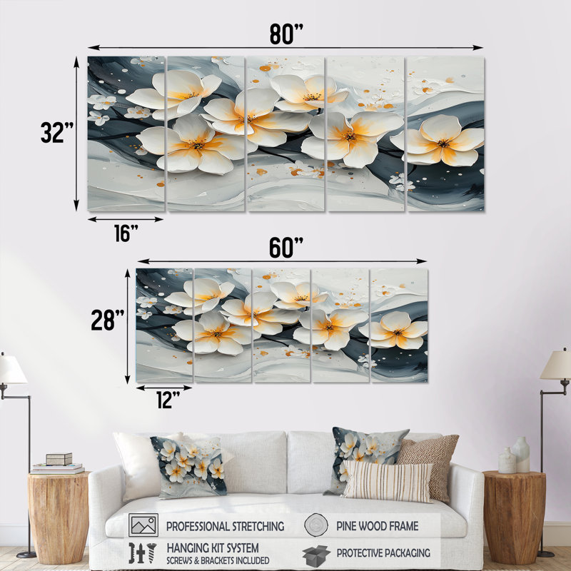 Velours fleurs de cerisier II - fleur de cerisier - art mural traditionnel, H 28 po x l 60 po, 5