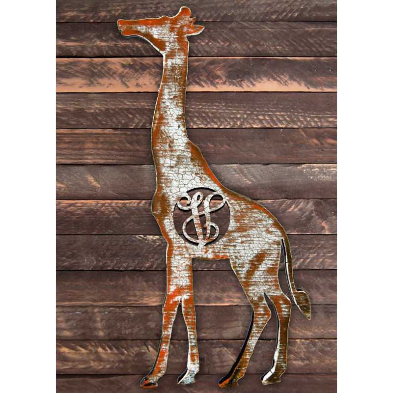 Décoration murale de forme simple lettre en bois giraffe rustique, M