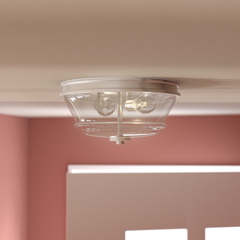 Plafonnier encastré 2 lumières 13 po Akini, Nickel satiné