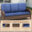 70,9 po Mobilier d'extérieur 3 sièges PE bleu profond coussins et assise confortable rouille de haute qualité