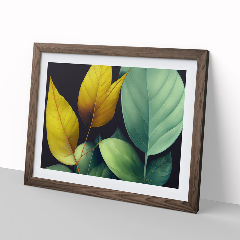 Victorious Leaf - Framed Print, 25cm H x 34cm W x 2cm D, Walnut