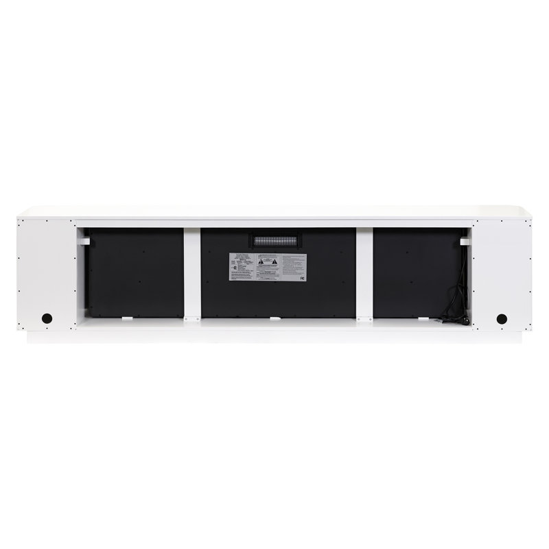 Jaclynn Modern Fireplace Console, Entertainment Storage, TV Stand, Fully Assembled, White, 24" H x 96" W x 15" D