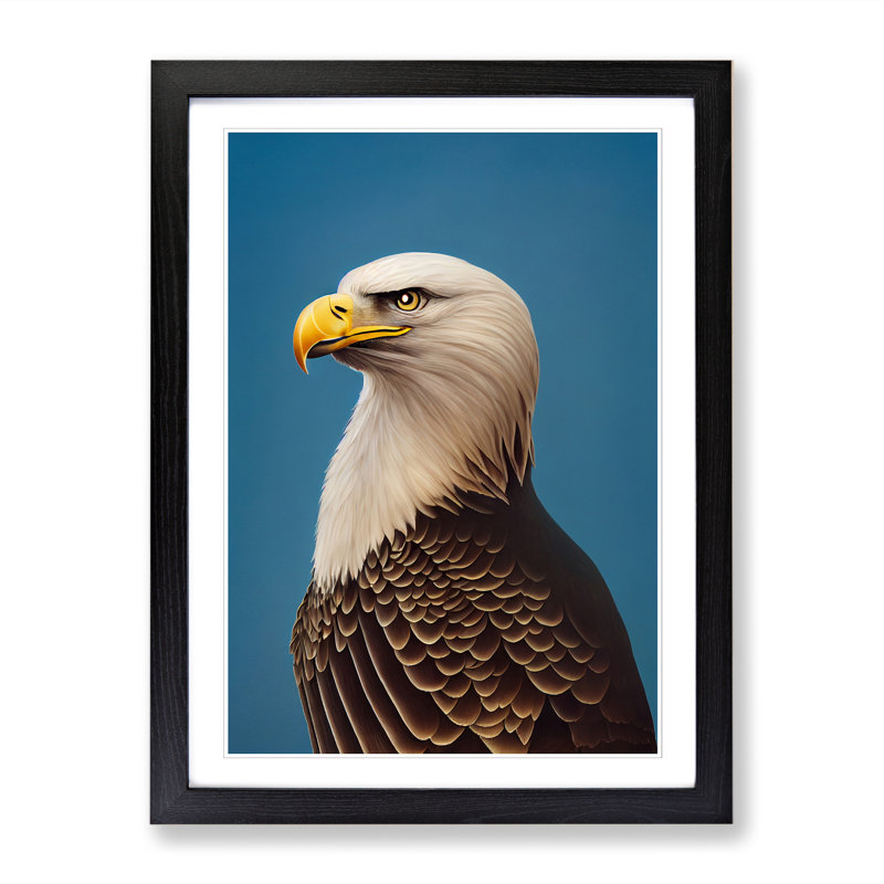 Proud Eagle - Single Picture Frame Print, 64cm H x 46cm W x 2cm D, Walnut