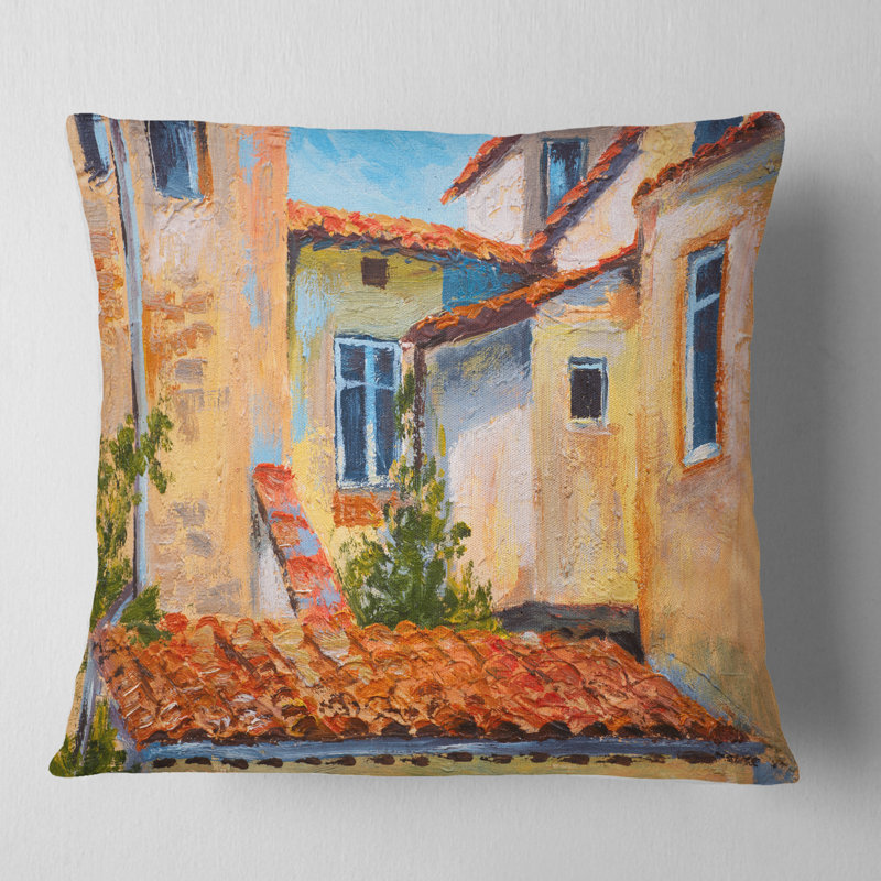 Coussin European European Rooftops - Cityscape, 18 po x 18 po, Carré