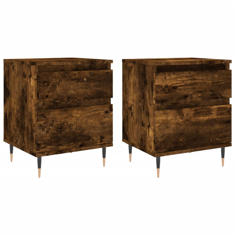 Milay 40cm W Manufactured Wood Bedside Table, Smoked Oak
