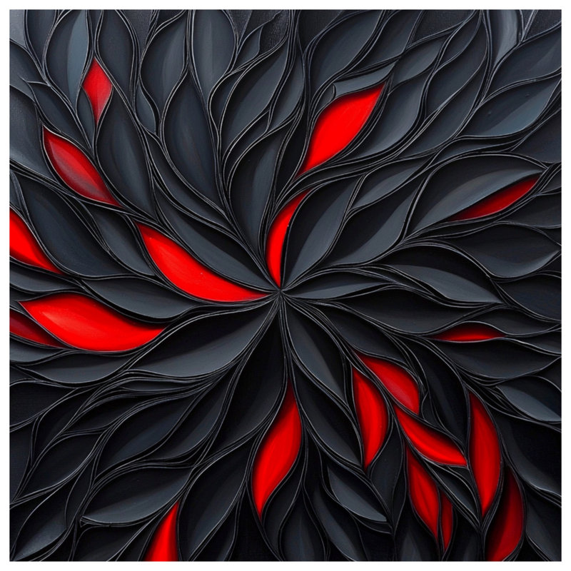 Black Red Petal Pattern Comforter, Twin Extra Long