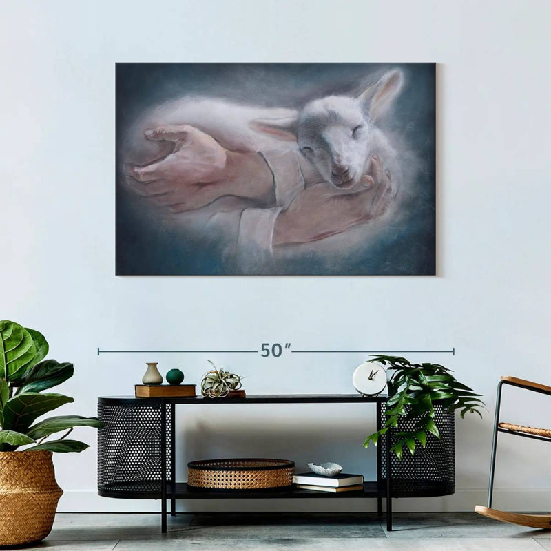 Adella Jesus Holding Lamb, 30" H x 45" W