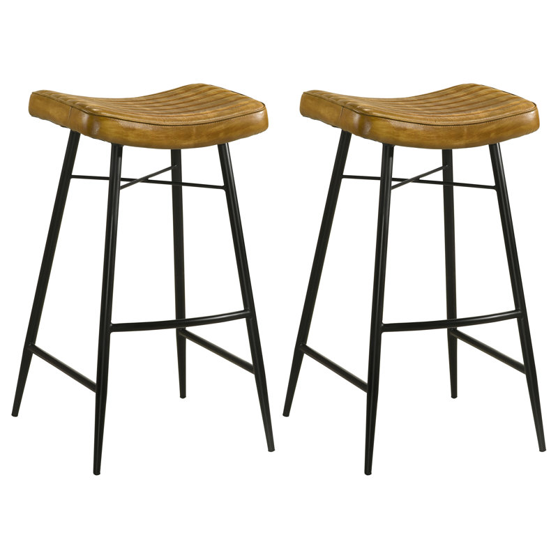 Tabouret de bar Amita, Chameau antique, H 31,5 po x l 18,5 po x P 19,5 po
