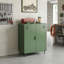 Armoire d'appoint en métal 2 portes avec tablettes réglables, armoire de rangement autoportante moderne pour le salon, la cuisine ou le vestibule-1009580785