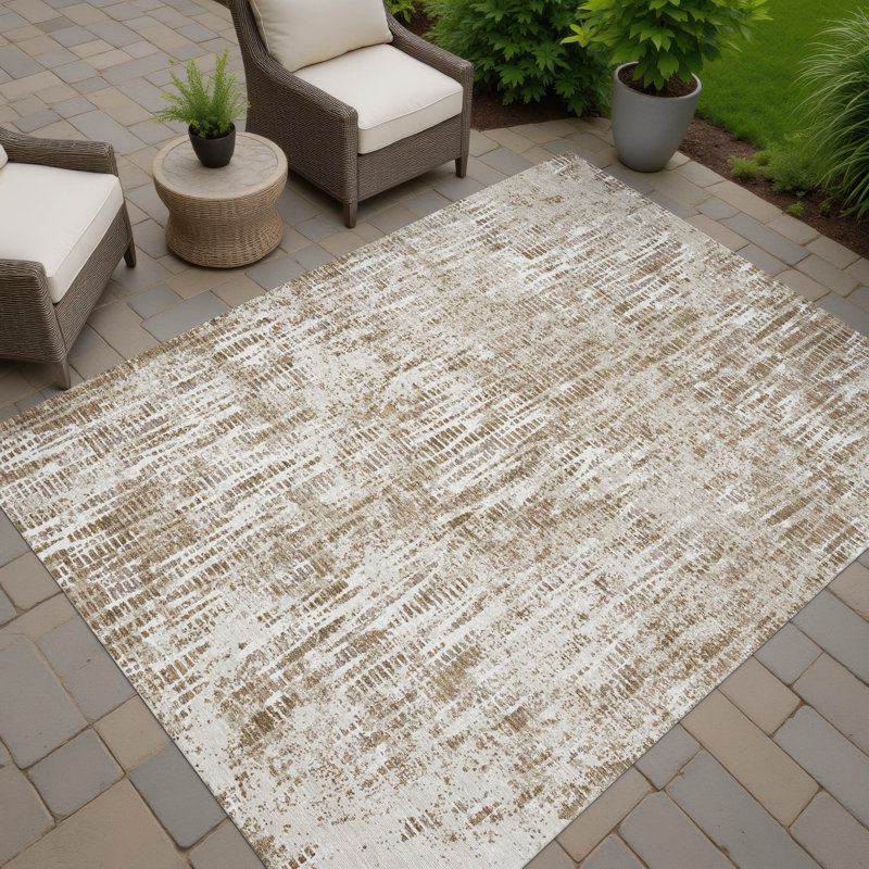 Machine Washable Indoor/Outdoor Chantille ACN2710 Casual Rug, 3' x 5', Beige
