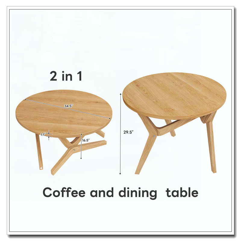 Table basse ronde 2-en-1 avec transformateur