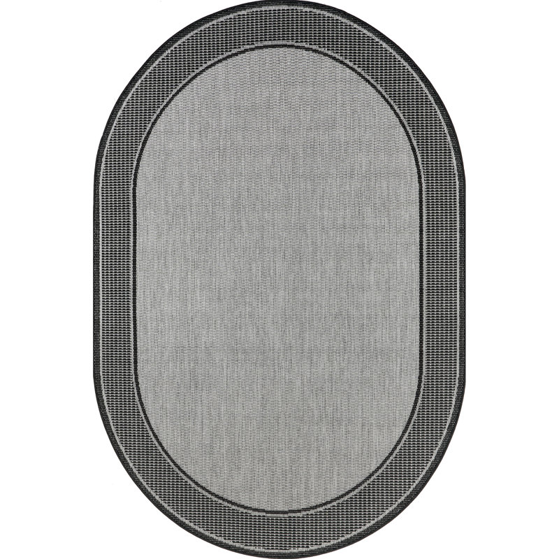 Tapis d'intérieur / extérieur gris tissé à la machine Mcelfresh, Carré 6 pi