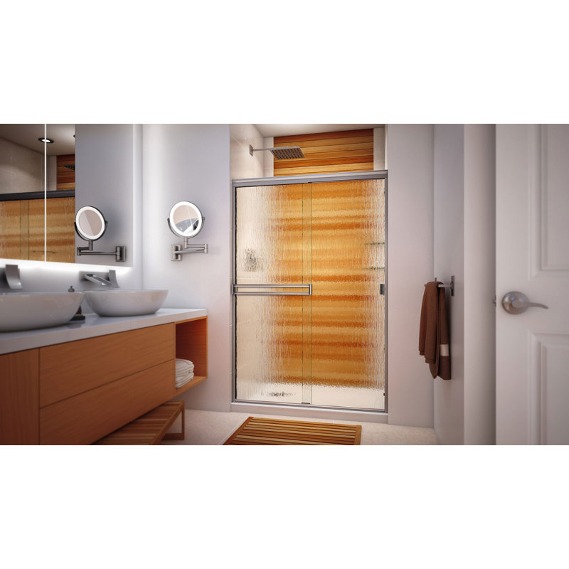 Porte de douche semi-encadrée 46 "x H 70", Nickel brossé, Pluie
