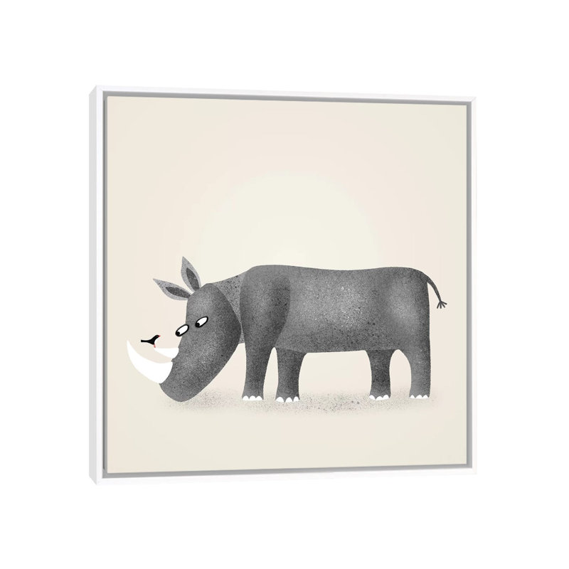 « Rhino » par Nic squirrell-impression, H 18 po x l 18 po x 1,5 po, Pas de tapis, Toile blanche encadrée