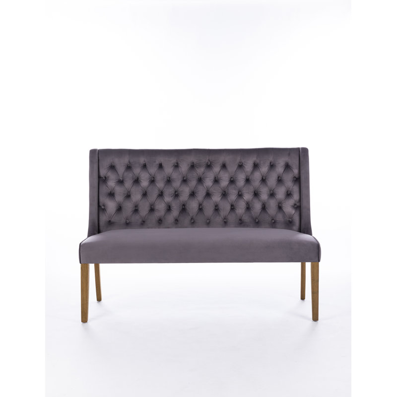 Mairead Upholstered Bench, Charcoal, 98cm H x 140cm W x 66cm D