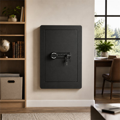 25.6"H 3‑Tier Hidden Q235 Cold‑Rolled Steel Wall Safe, Keypad,Removable Shelves,Key Hooks,LED & Vibration Alarm for Cash Jewelry Passport