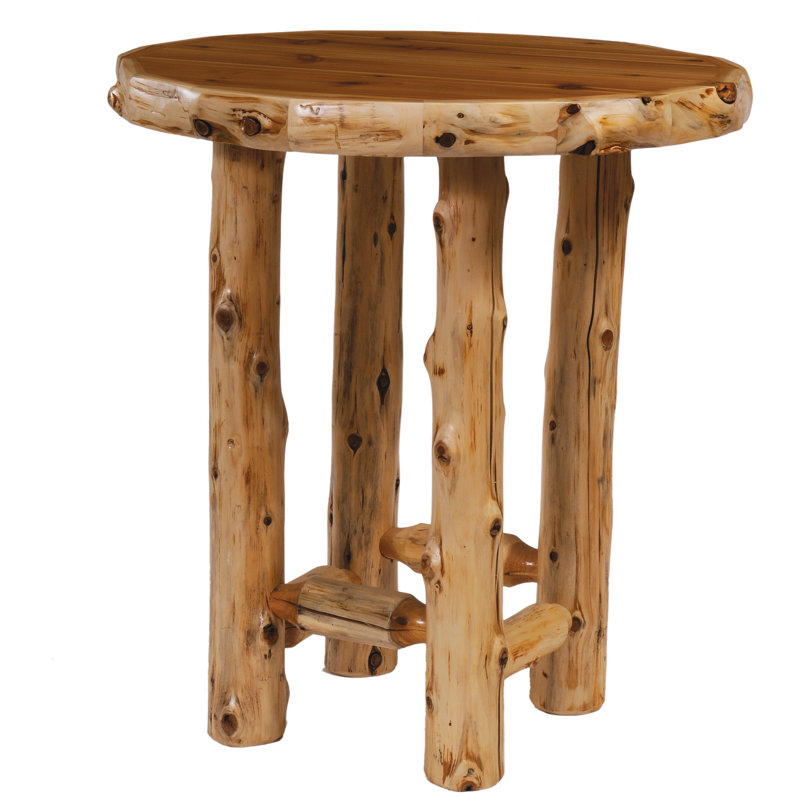 Fireside Lodge Cedar Log Round Pub Table - 32-inch - Natural - Armor, 42" H x 32" L x 32" W