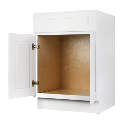 Koville VSB2421 White Shaker Vanity Sink Base Cabinets With Plywood Box