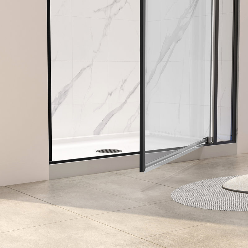 32-36"W X 72"H Left And Right Opening Universal Pivot Shower Door, Open Outside, With 1/4" And 5/16" Tempered Glass