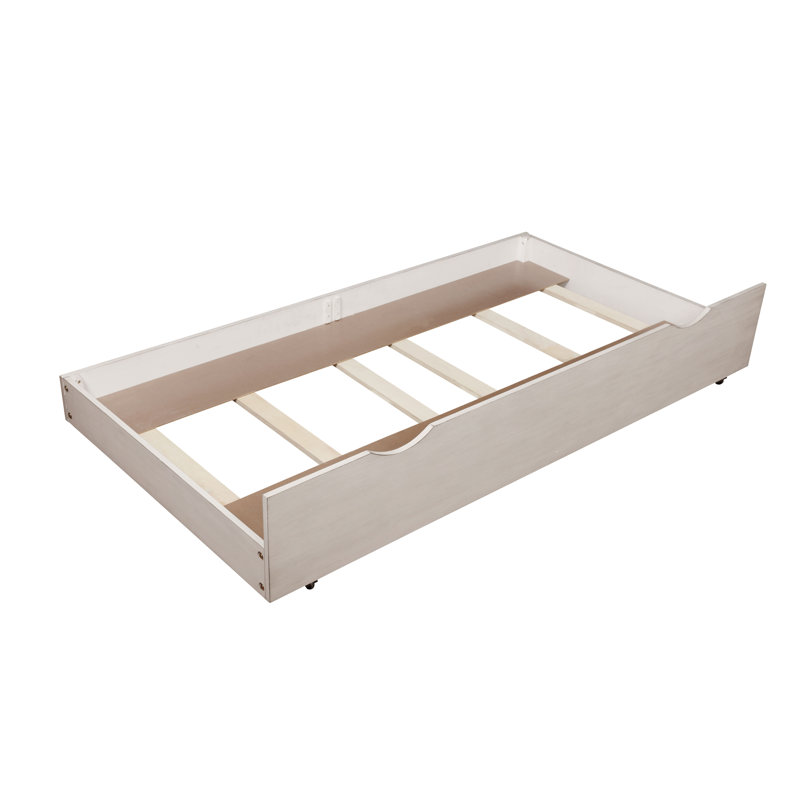 Lit-bateau avec couchette Kahi, Blanc antique, Simple