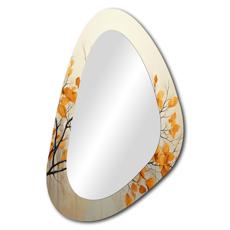 Amber Autumn Leaves - grand miroir mural de forme unique, miroir unique asymétrique traditionnel