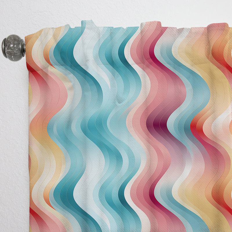 Multicolore couleur douce ondulée rayée - rideau rayé - rideau obscurcissant à rayures - 1 panneau, L 52 po x L 108 po