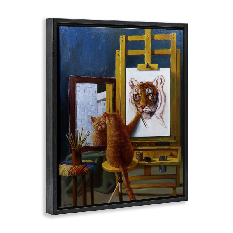 «Cat Confidence Self Portrait Grain Floater», art mural sur toile par Lucia Heffernan pwp-184, H 31 po x l 25 po