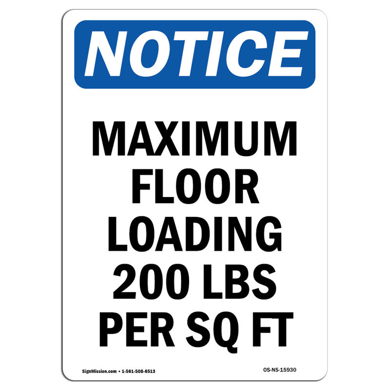 Osha Notice Maximum Floor Loading Sign