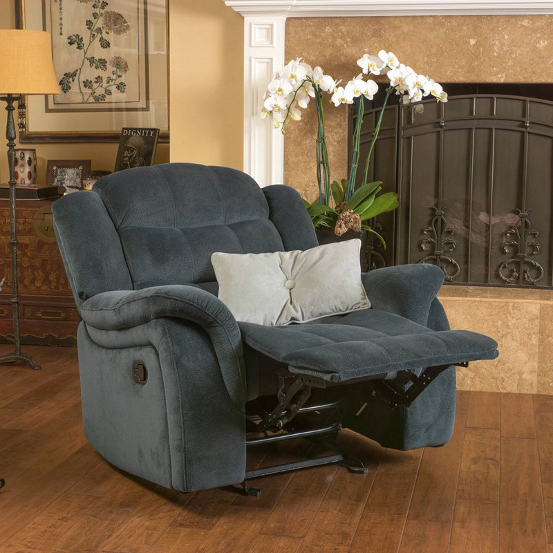Fauteuil inclinable et oscillant classique en tissu gris acier Classic Design pour un confort luxueux et une élégance intemporelle