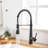 Commercial Black Kitchen Faucet With Pull Down Sprayer, Single Handle Single Lever Kitchen Sink Faucet