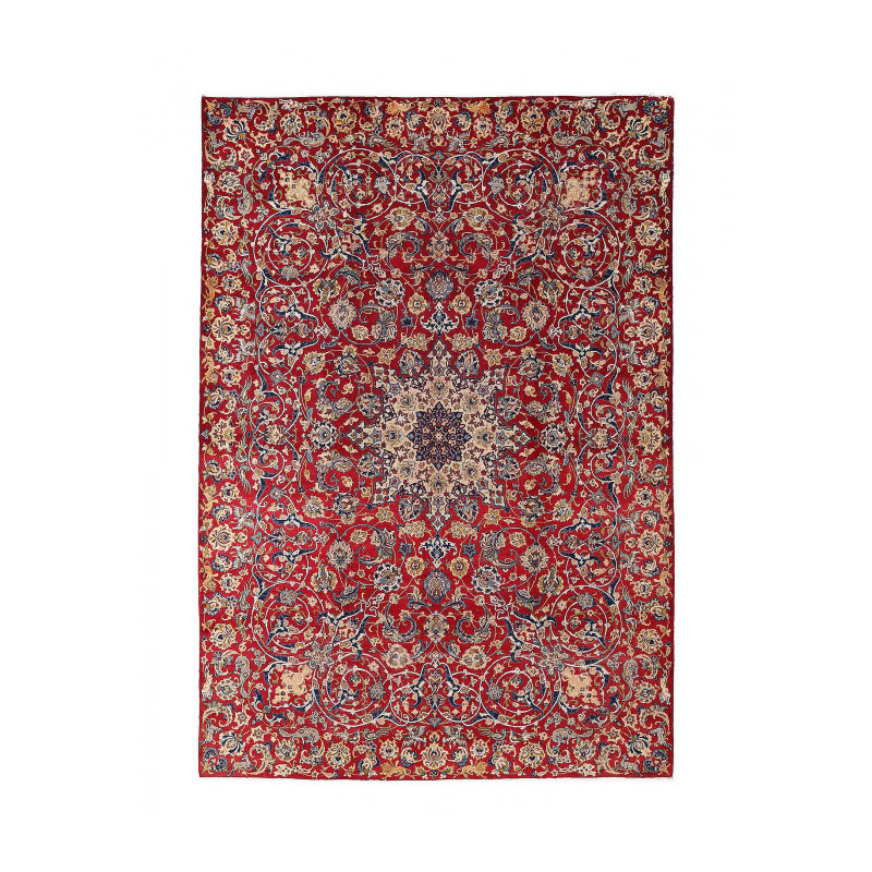Red Hand Knotted Persian Isfahan 8'11"x 13'8"