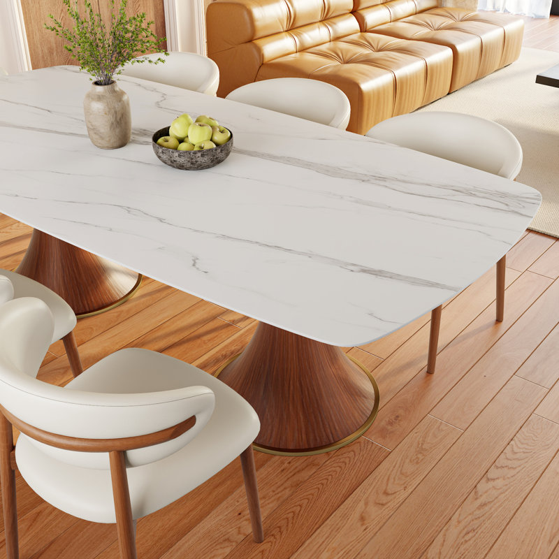 Table de salle à manger Anjelyn, H 29,53 po x L 93,7 po x l 43,31 po, Enneigé