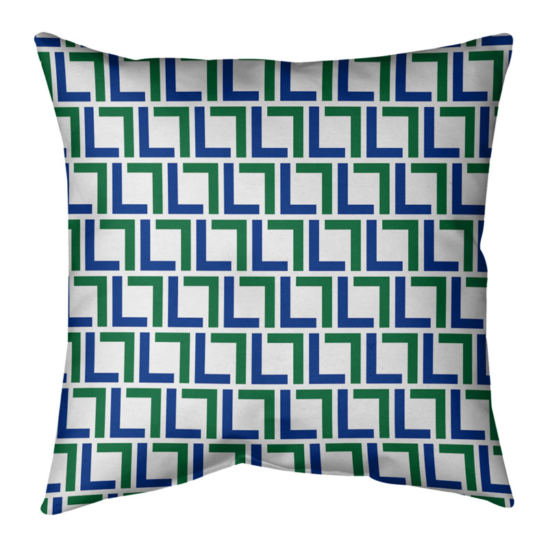 Housse de coussin Seattle, 20 po X 20 po, Polyester sergé, Gris / bleu marine / vert