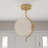 1 - Light Semi Flush Mount with White Jade Glass