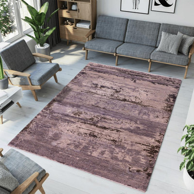 Tapis abstrait gris / gris anthracite noué à la main 8 pi x 10 pi 1 po Kellyanna